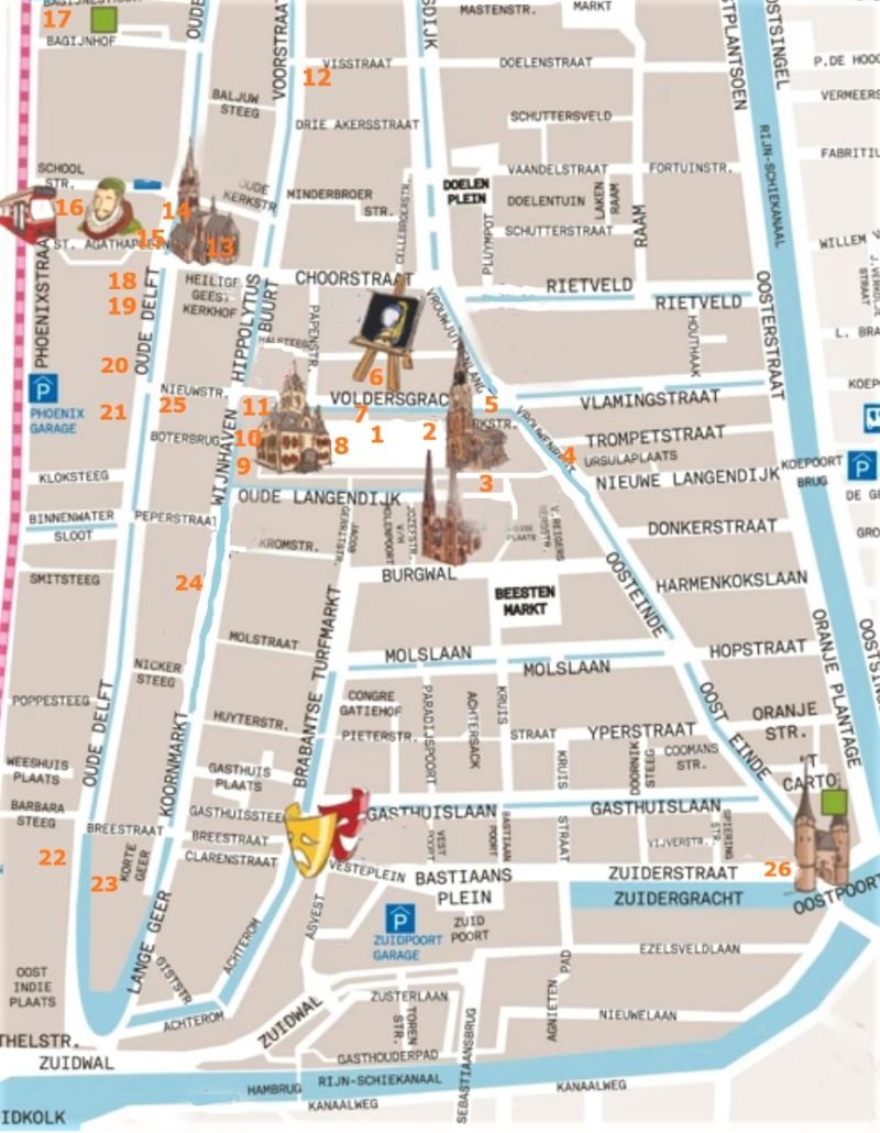 delft city tour map