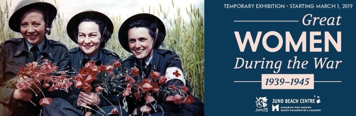 Plakat zur Sonderausstellung "Great Women at War 1939-1935 im Juno Beach Centre in Courseulles-sur-Mer, Normandie