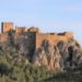 Das Castillo de Loarre in der Provinz Huesca in Aragon, Spanien auf den Auslaeufern der Sierra de Guara
