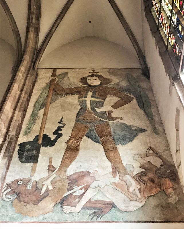 Wandgemaelde des Hl. Michael in der Thomaskirche in Strasbourg