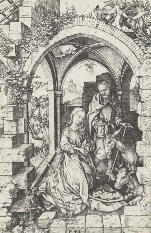 Die Geburt Christus, Radierung von Martin Schongauer, 1470 - 1490