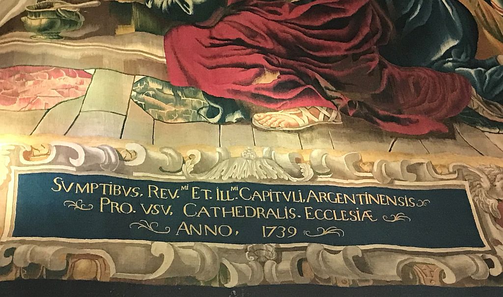 Inschrift auf den Marien-Wandteppichen der Strassburger Kathedrale